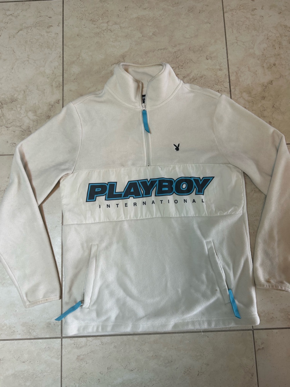 PLAYBOY White Hoodie with Black Label